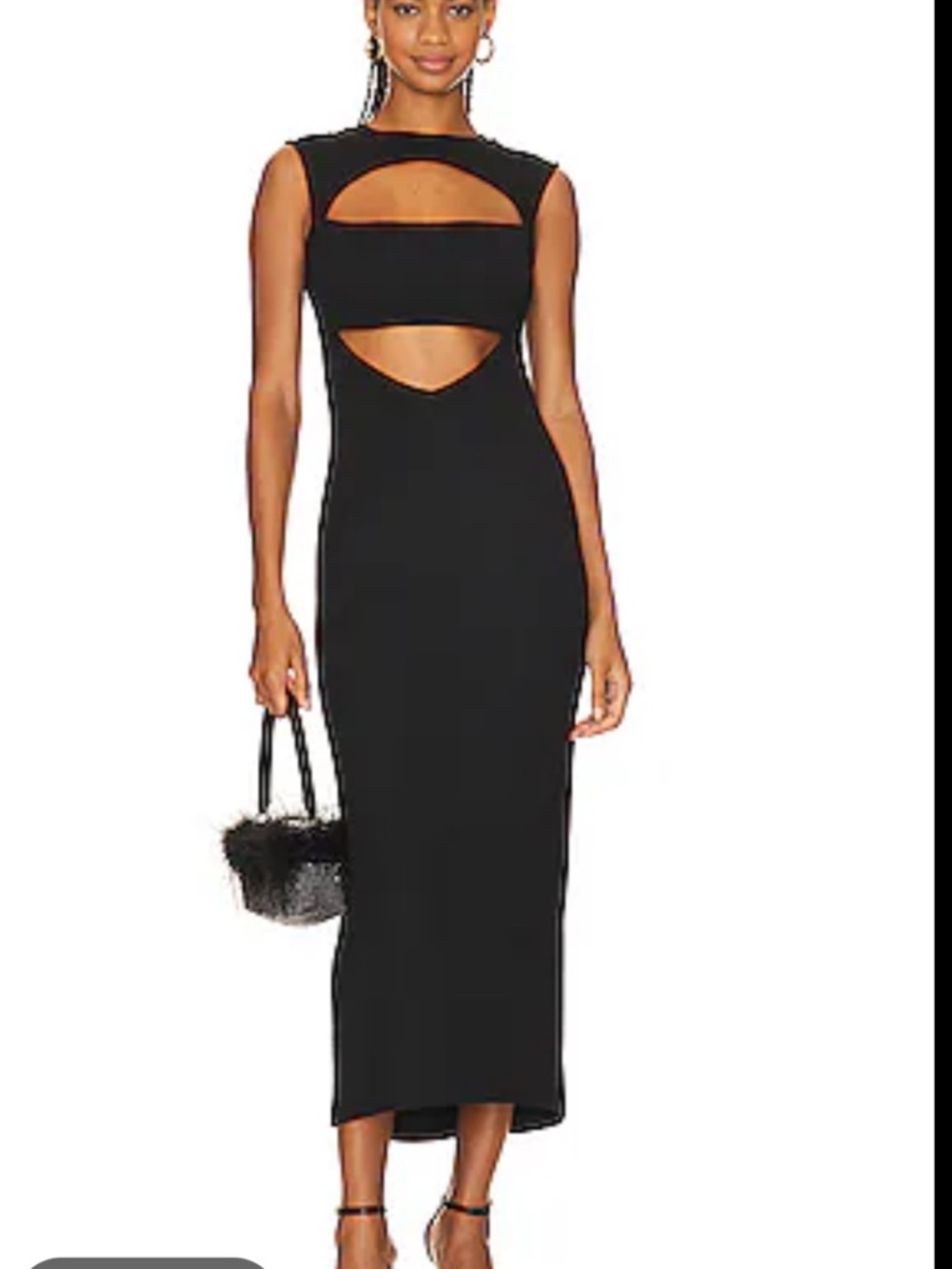 Black Sleeveless Maxi Dress with Front Cutout